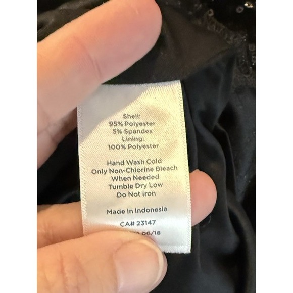 RSVP Talbots Womens 16 Black Formal Party Dress Velvet Sequins Cruise Holiday - Picture 7 of 9